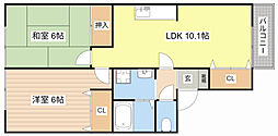セジュール志賀2 2LDKの間取図画像