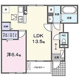 サニアベル 1LDKの間取図画像