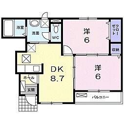 グレイスゼファー 2DKの間取図画像
