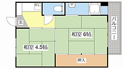 ビレッジハウス水口2号棟 2Kの間取図画像