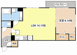 LA・VILLA五箇荘 1階1LDKの間取り