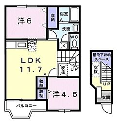 エスポワール 2階2LDKの間取り