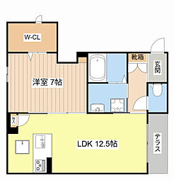フィオリータ西今 0103 1階1LDKの間取り