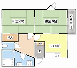 WIN 2階2Kの間取り