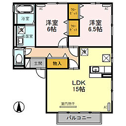 EAST NONAMI 拾弐番館 1階2LDKの間取り