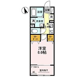 キャッスル 2階1Kの間取り