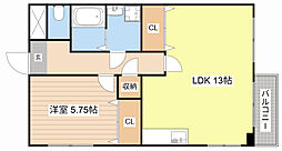 ブエナビスタ大津ウエスト 4階2DKの間取り