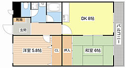 プリミエ貴生川 2階2DKの間取り