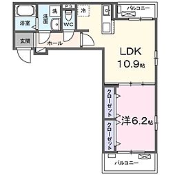 プリムローズ　野村 2階1LDKの間取り