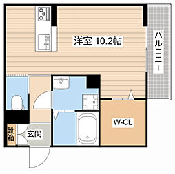 ビオット彦根　B棟 2階ワンルームの間取り