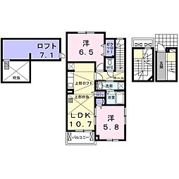 セントリーパーク 3階2LDKの間取り