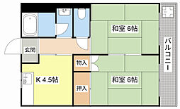 湖琴マンション 1階2Kの間取り