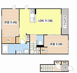 Ｖｉｌｌａ　ポプラ 2階2LDKの間取り