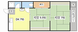 中村サニーハイツ 2DKの間取図画像