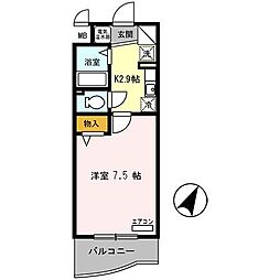 アースマーシーマンション 3階1Kの間取り