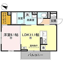 BRANSIA出町 2階1LDKの間取り