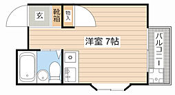 プールブゥ 2階ワンルームの間取り