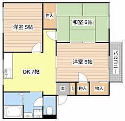 フレックスI 2階3DKの間取り