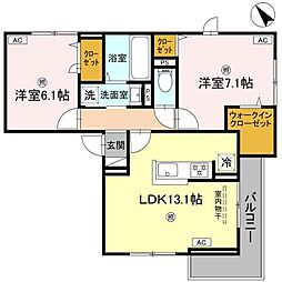 D-ROOM吉身 2階2LDKの間取り