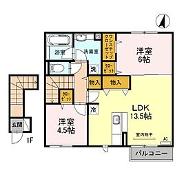 ソシア　B 2階2LDKの間取り