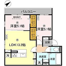 ビクトワールII 2階2LDKの間取り