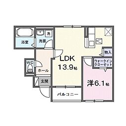 ブルーム 1階1LDKの間取り