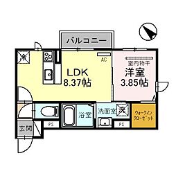 arbol aldea (アルボル アルデア) 1階1LDKの間取り