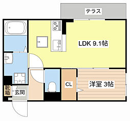 ビオット彦根　B棟 103 1階1LDKの間取り