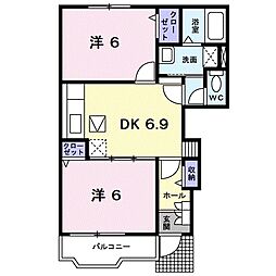 Ｌｉｔｔｌｅ　Ｆｏｒｅｓｔ　I 1階2DKの間取り