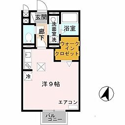 ボナール 1階ワンルームの間取り