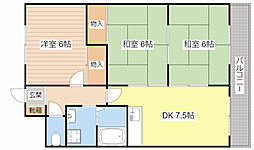 ベルウッド 3階3DKの間取り