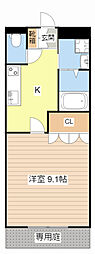 プチ・ベル 1階1Kの間取り