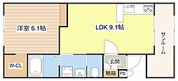 クレスト大戍亥2号館 1LDKの間取図画像
