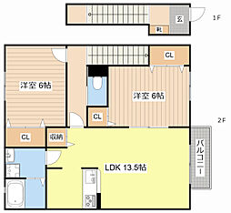 モンソレイユA 2LDKの間取図画像