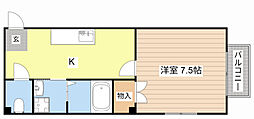 F.F.コーポひらた 1Kの間取図画像