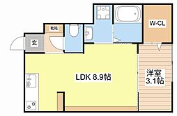フォルモント米原 1LDKの間取図画像
