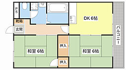 シャルムTAKA21 2DKの間取図画像