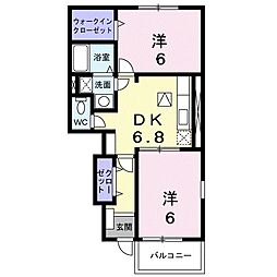 ファミリータイズ1 2DKの間取図画像