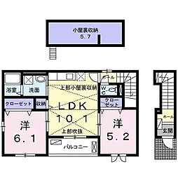 アルドーレK 2LDKの間取図画像