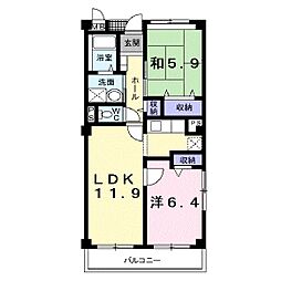 ロジュマンコシノハラ 2LDKの間取図画像