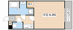 ワンルームシャンティー 1Kの間取図画像