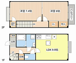 ボヌール水郷B棟 2LDKの間取図画像