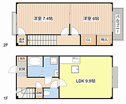 ボヌール水郷B棟 2LDKの間取図画像