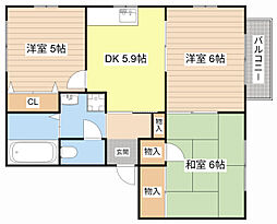 ガーデンプレイス白鳥三番館 3DKの間取図画像