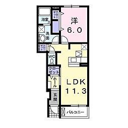 ベルプロムナード 1LDKの間取図画像