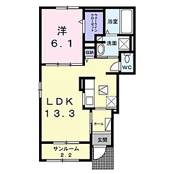 Asahi 1LDKの間取図画像