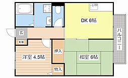 ギオンハイツ 1階2DKの間取り
