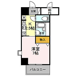 サンタウン竹鼻A棟 1Kの間取図画像