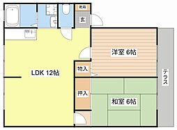 ドゥラシャンスI 1階2LDKの間取り