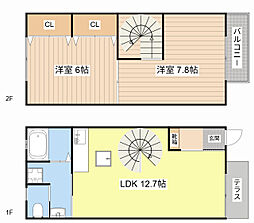 arkadia新楽 1階2LDKの間取り